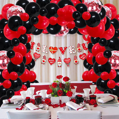 Vibrant Red and Black Balloon Garland Arch Kit with Confetti Balloons - Color: No. 6