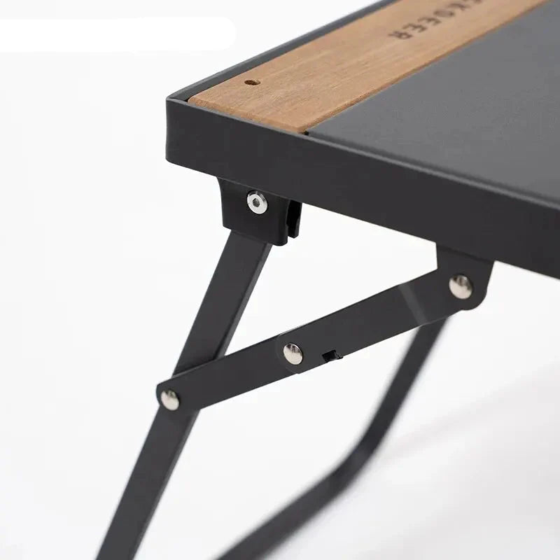 Camping IGT Folding Portable Wood And Grill Table Black