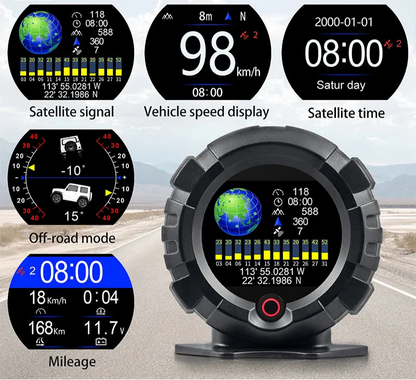 X95 GPS HUD Head Up Display 4x4 Of Road Inclinometer Black