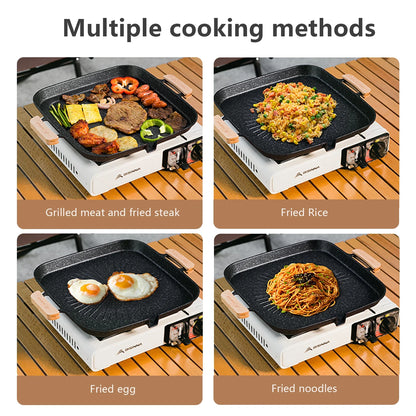 Square Camping BBQ Grill Pan Black