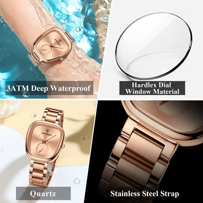 Women's Stainless Steel Waterproof Quartz Watch (Rose Gold)