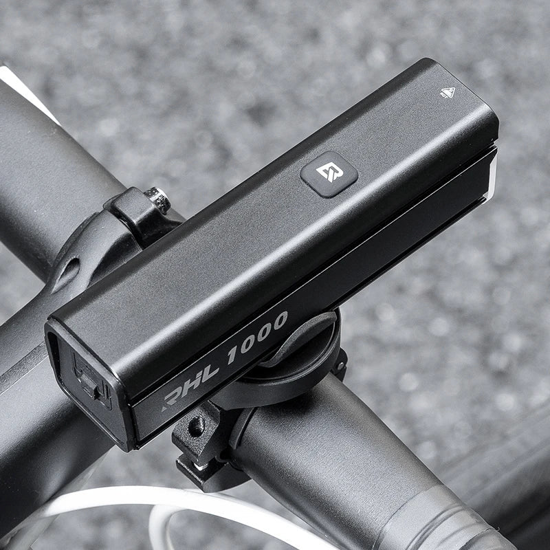 1000LM Bike Light with Battery USB-C Front Lamp Black