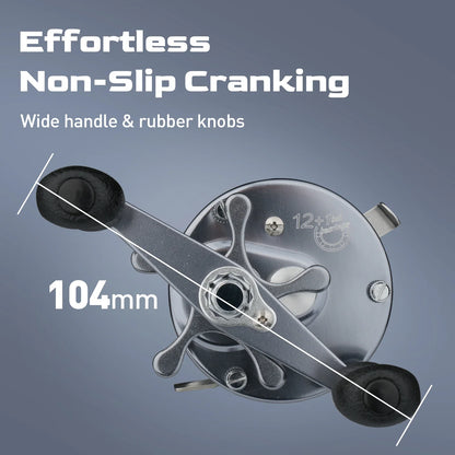 Flag Round Baitcasting Reel 5000 13kg Max DragRight Hand Silver