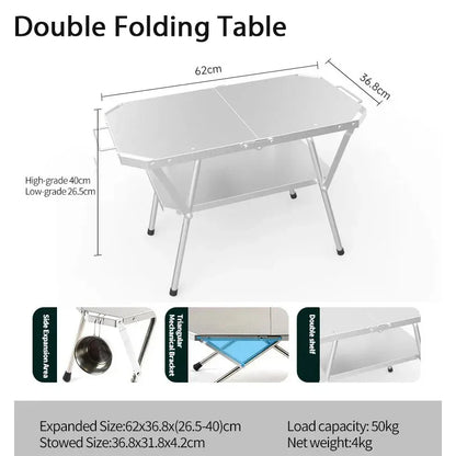 Outdoor Folding Steel Table Tactical Use Silver