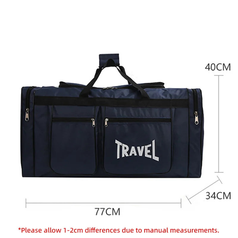 80L Foldable Waterproof Travel Duffel Bag Deep Blue