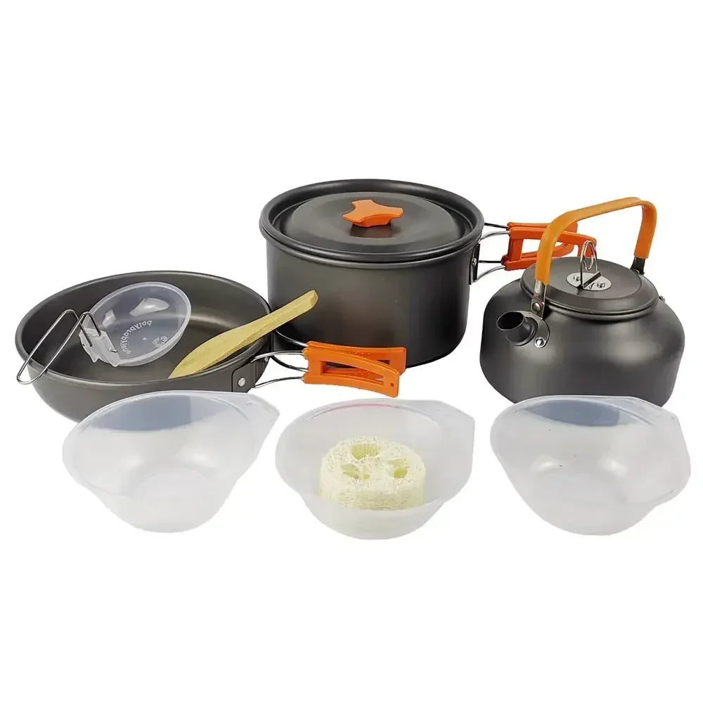 Portable Aluminum Camping Cookware Set for Outdoor Adventures