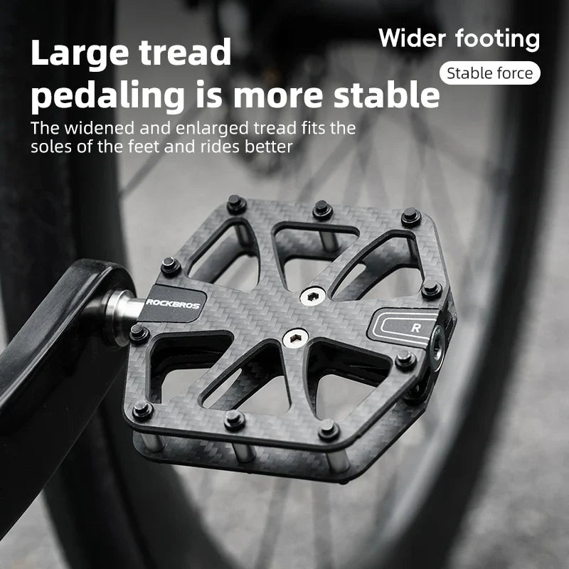 Ultra-Light T700 Carbon Fiber Bicycle Pedals 3-Bearing Black