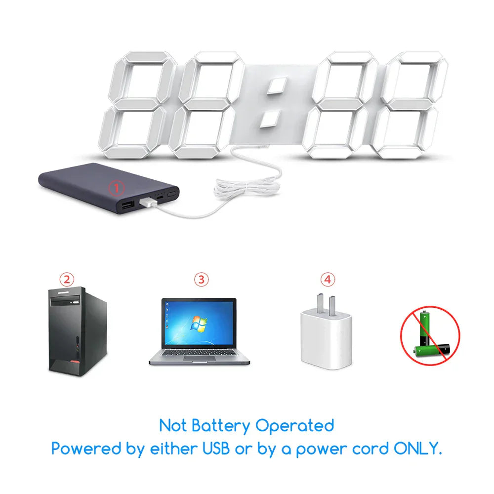 Modern 3D LED Wall Clock with Remote Control