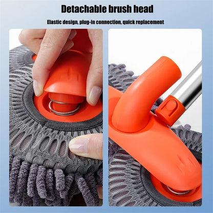 Rotating Car Wash Mop Brush–3-Section Telescopic Double Head Orange