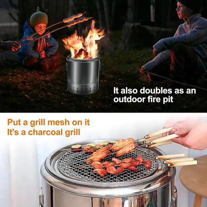Portable Wrap-Around Charcoal Grill Smokeless BBQ Grate Silver