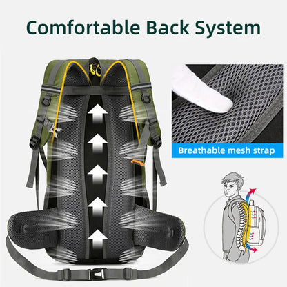 50L Waterproof Travel Backpack Rucksack Black