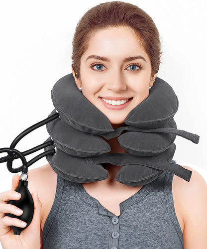 Inflatable Cervical Neck Traction Device Pain Relief Posture Alignment Grey
