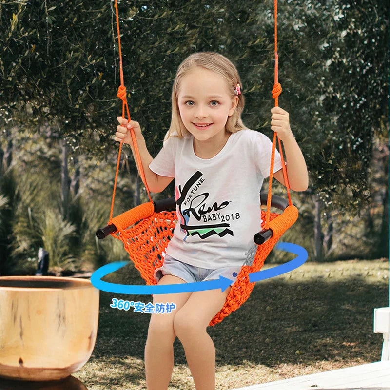 U-Shape Children's Swing - Indoor & Outdoor Hanging Chair | Adjustable Height & 360° Protection
