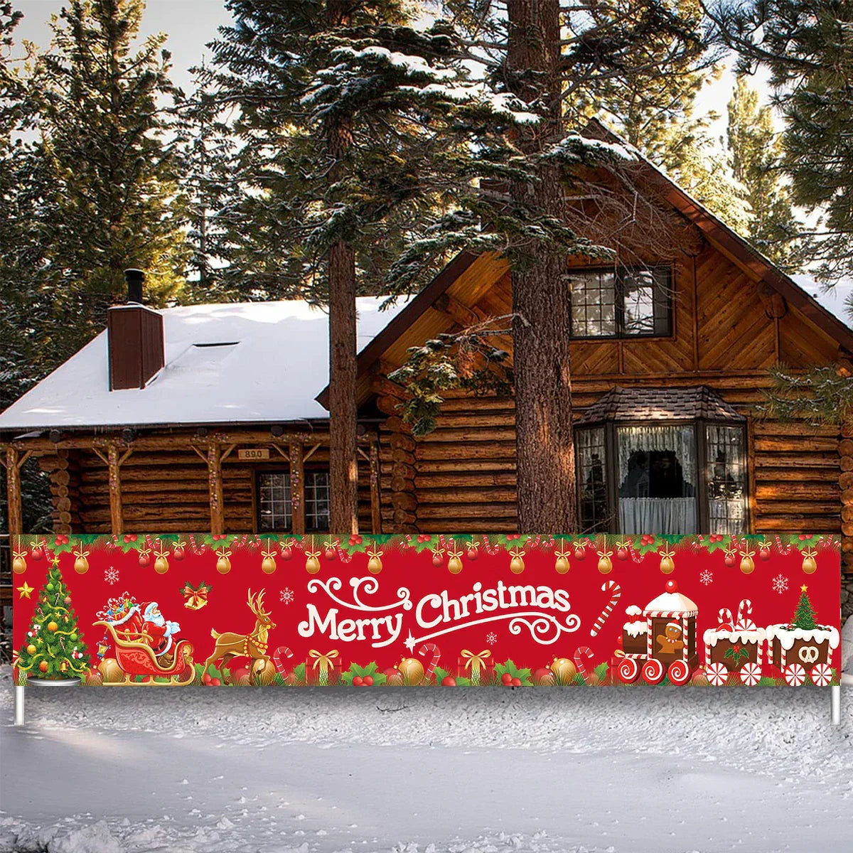 Festive Merry Christmas Outdoor Banner - 240x40cm