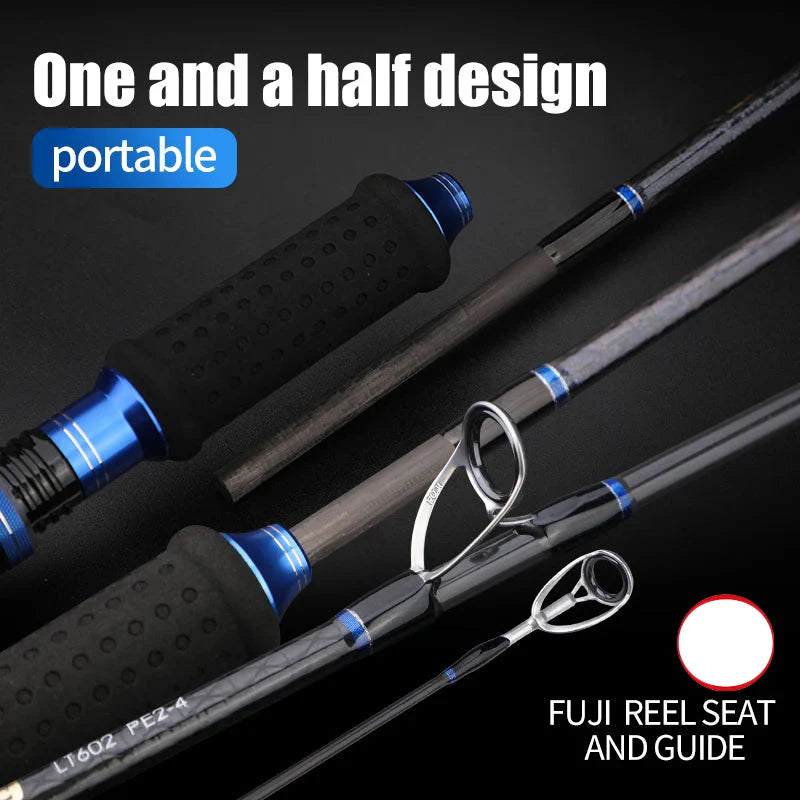 1.8M 2-Section Fast Jigging Rod Carbon Fiber Saltwater Rod Black
