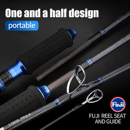2-Section Carbon Fiber Fast Jigging Rod PE2-4 Spinning Rod Black