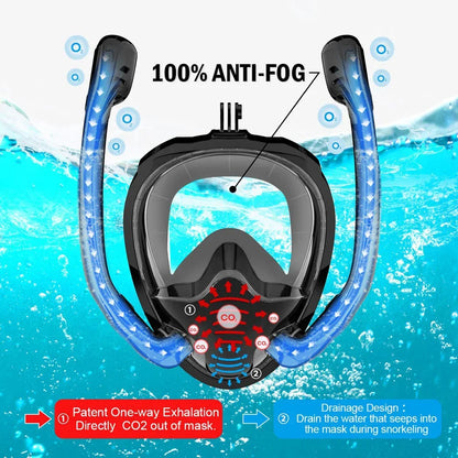 180° Panoramic View Snorkeling Mask with Silicone Dry Top