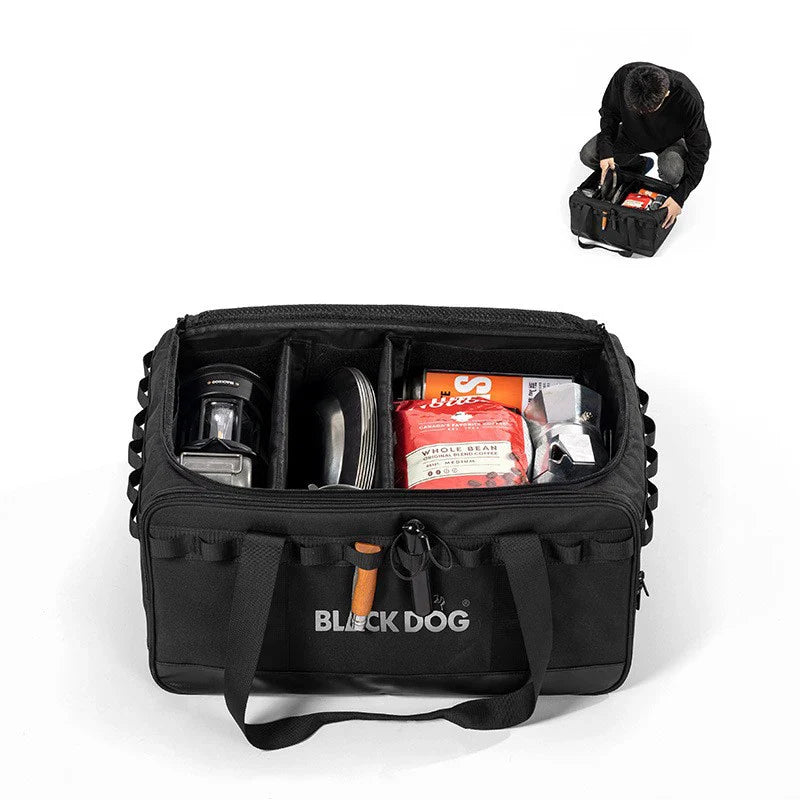 30L Portable Camping Storage Bag Heavy-Duty Gear Organizer Black