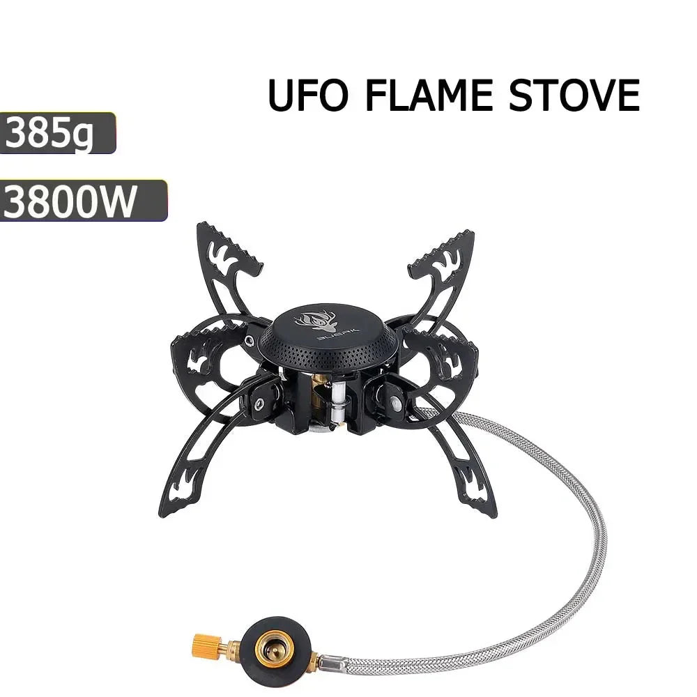 3800W Windproof Camping Stove Lightweight Gas Burner Black
