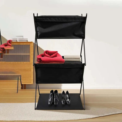 3-Tier Folding Camping Storage Rack Organizer Black