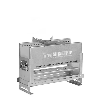 Foldable Secondary-Burn Camping Stove Silver