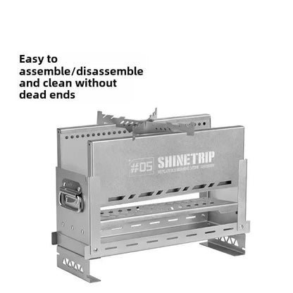 Foldable Secondary-Burn Camping Stove Silver