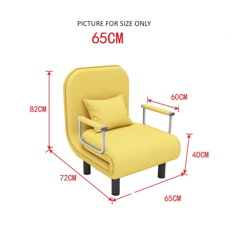 Orange Foldable Sofa Bed - Convertible Chair with Adjustable Height - Single Stool Design