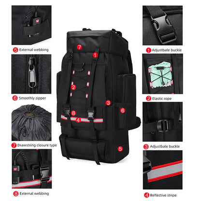 Tactical Backpack with Reflective Strips Black