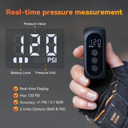 Pro Mini Electric Bike Pump Cordless Tire Inflator with Digital Screen Black