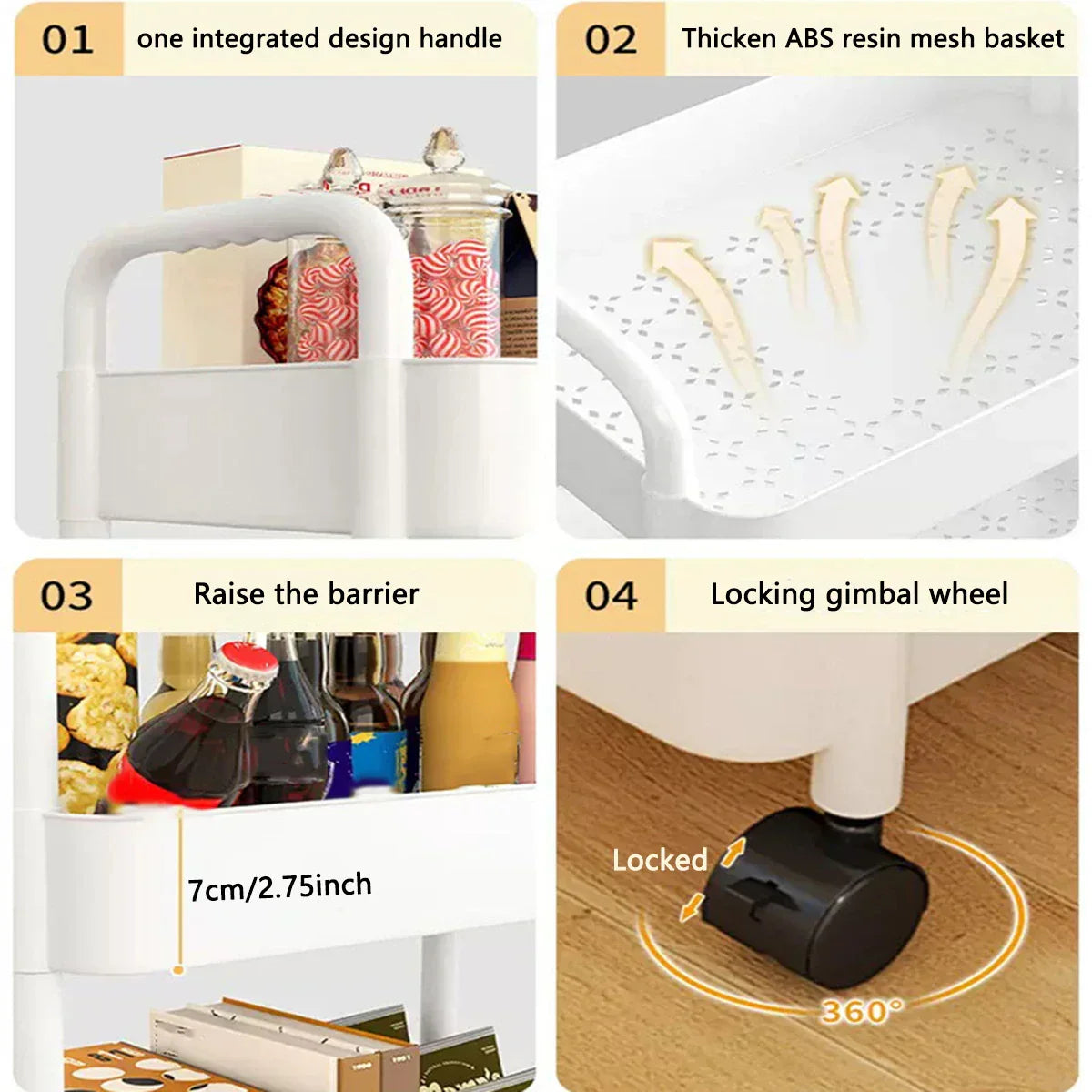 1pc multi-storey kitchen storage shelves trolley