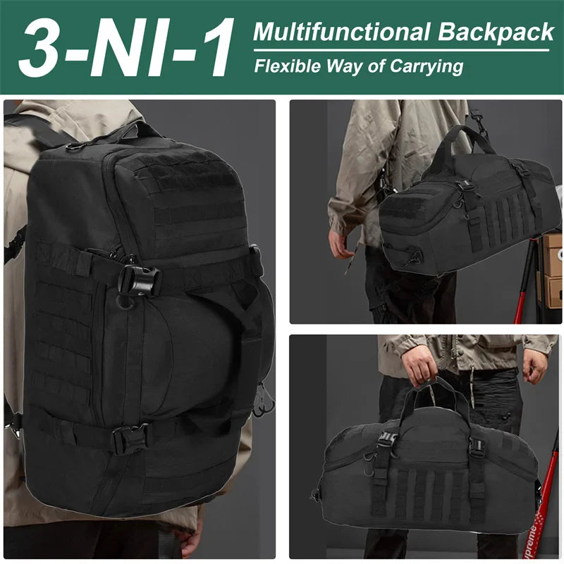 3-in-1 Travel Duffel Bag Convertible Black