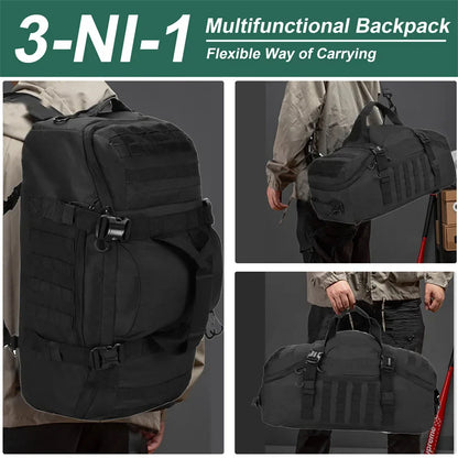 3-in-1 Travel Duffel Bag Convertible Black