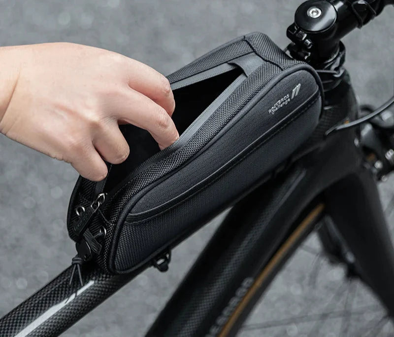 1.3L Waterproof Bicycle Frame Tube Bag with Headphone Jack Black