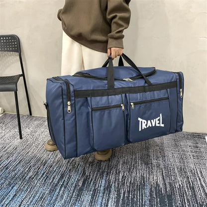 80L Foldable Waterproof Travel Duffel Bag Deep Blue
