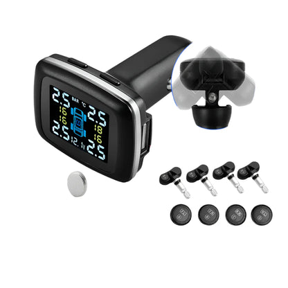 Smart USB Wireless Tire Pressure Monitoring System with Solar Charging Black