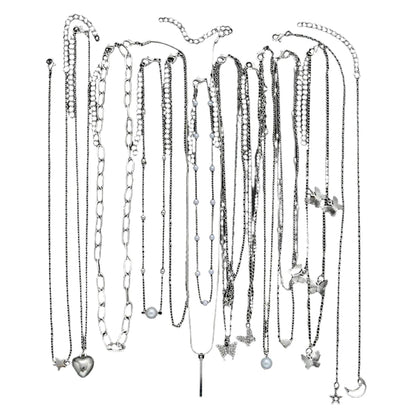 NNEOBA 13-Piece Womens Silver Necklace Set with Charms