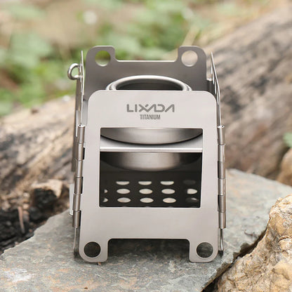 Folding Wood Stove with Mini Alcohol Stove Silver