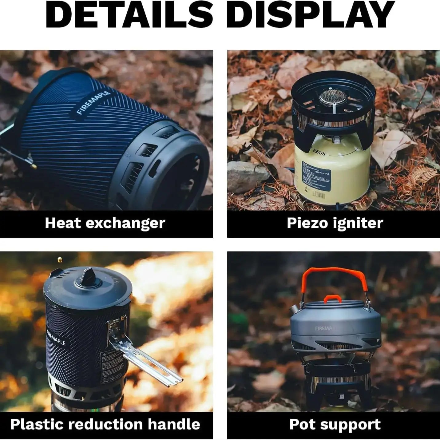 All-in-One Camping Stove with Piezo Ignition Black