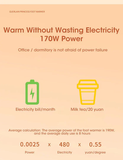 Portable Electric Foot Warmer Heater - Adjustable Thermostat, Foldable Design, 165W, Grey