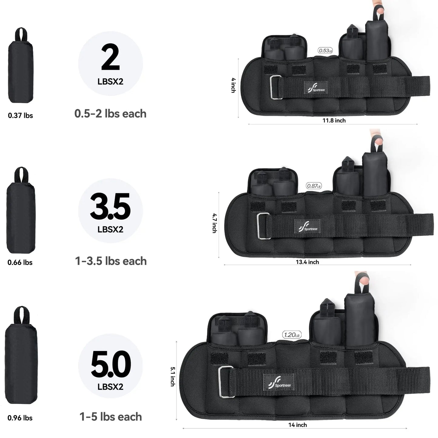 Adjustable Ankle Weights - 1 Pair, 4lbs