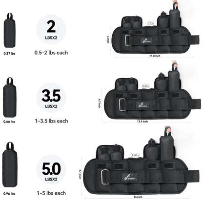 Adjustable Ankle Weights - 1 Pair, 4lbs