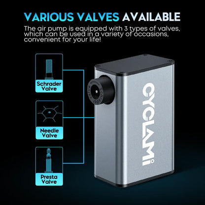 Bike Pump 50 PSI Rechargeable Tire Inflator with Schrader Silver