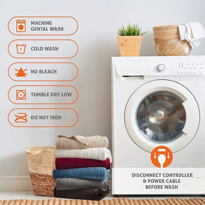 Double-Sided Flannel Electric Blanket with 6 Heating Levels & 5 Timing Options