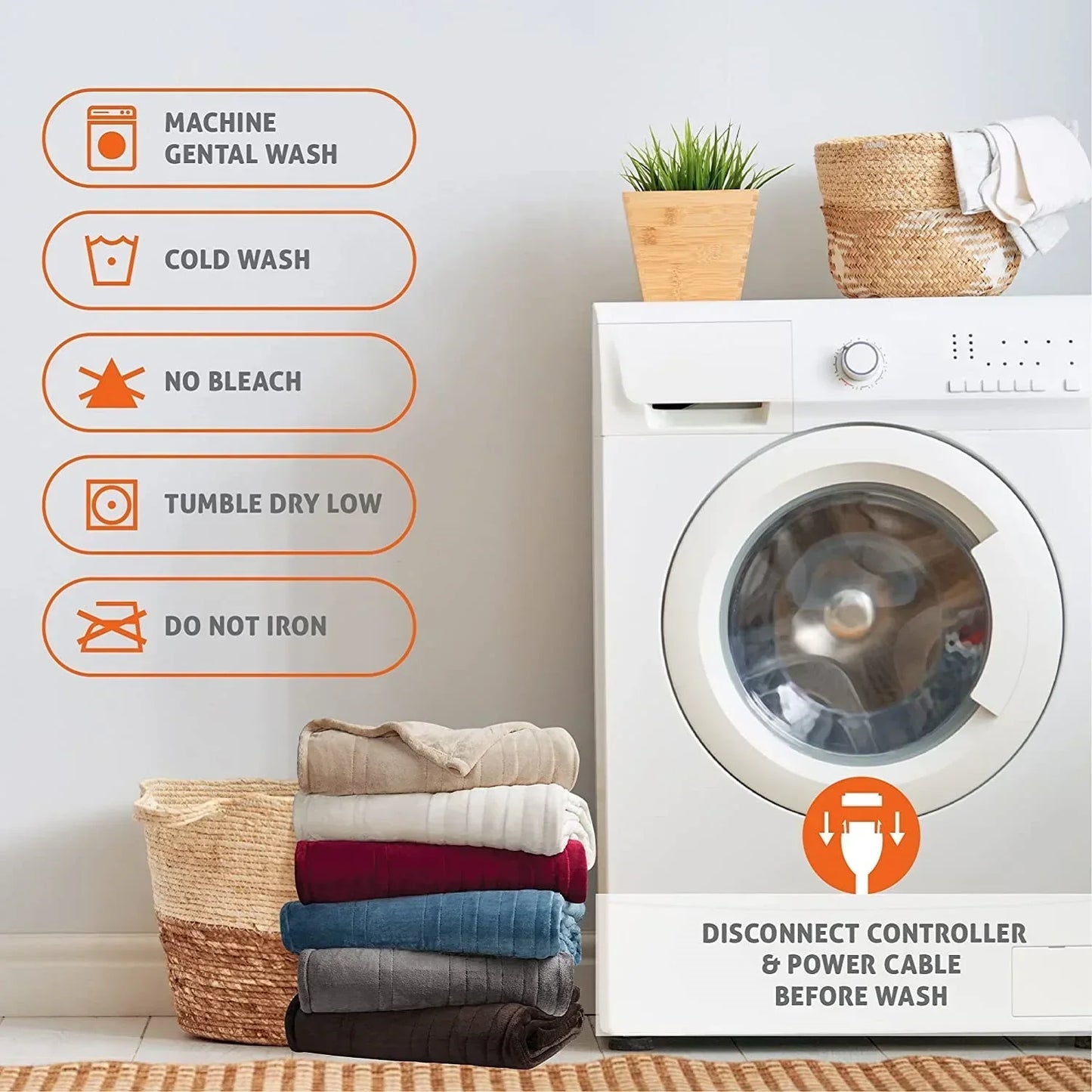 Soft Heated Electric Blanket with 6 Heating Levels & 4-Hour Auto-Off