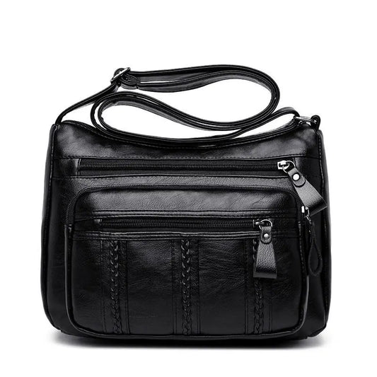 Women's Shoulder Crossbody Bag with Multilayered Soft Leather
