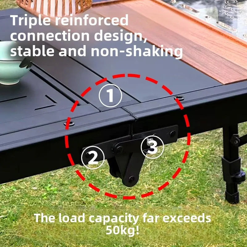 Folding Camping Table Adjustable IGT-Compatible Black