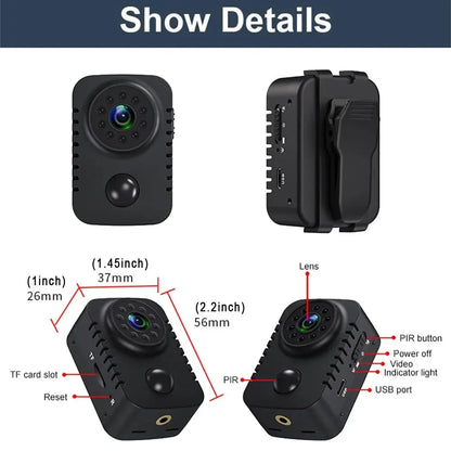 Mini Camera 1080P Full HD Smart WiFi Pocket Camcorder Black