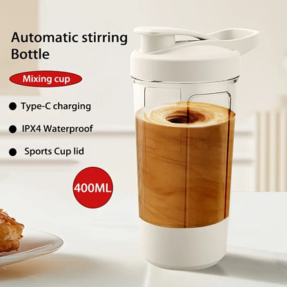 13.53 Oz Portable Electric Self-Stirring Cup USB Bottle White