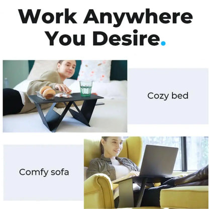 Portable Laptop Desk Stand: Foldable & Adjustable, Ideal for Bed, Couch, Office - Black