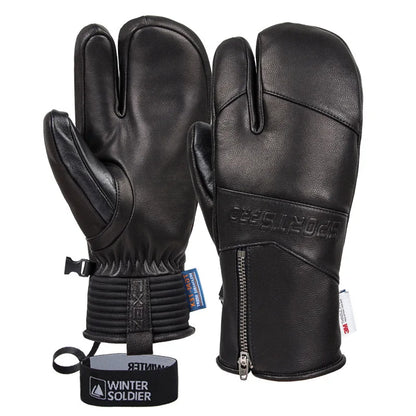 Winter Ski Gloves - Goatskin Leather Mittens